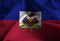 Closeup of Ruffled Haiti Flag, Haiti Flag Blowing in Wind