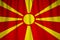 Closeup of Ruffled Macedonia Flag, Macedonia Flag Blowing in Wind