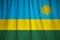 Closeup of Ruffled Rwanda Flag, Rwanda Flag Blowing in Wind