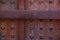 Closeup of rusted riveted texture on old locomotive