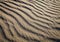 Closeup of sand ripple waves in the desert or on the beach on sunny day. Sandy desert abstract texture background at sunset. Windy