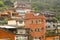 Closeup of Scene Jiufen village hillside buildings on the mountain