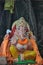 Closeup of sculpture of Lord Ganesha in temple