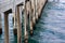 Closeup of the Sea and Barnacles Growing On Pilings of the Huntington Beach Pier