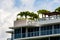 Closeup section of a Miami Beach condominium with concrete damage erosion