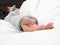 Closeup senior woman\'s hand sleeping in the bed