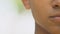 Closeup of serious african american male face, diverse ethnicity, template