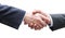 Closeup Shaking hands deal success good job. Isolate white background. Meeting, negotiation, greeting or welcome to business