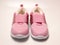 Closeup shoot pair of pink girl shoe