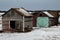 Closeup shot of an abandoned farmstead on a winter day with snow in Poland