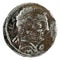 Closeup shot of an ancient coin of Turiaso Iberian, Spain, a silver denarius, obverse