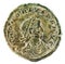 Closeup shot of an ancient Roman copper coin of Emperor Honorius, obverse