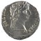 Closeup shot of ancient Roman denarius coin with emperor Tiberius engraving