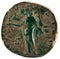 Closeup shot of an ancient Roman sestertius coin with Faustina I empress engraving