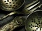 A closeup shot Antique Silver cutlery on slate