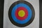 Closeup shot of an archery target on white background - concept of success