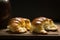 Closeup shot of Argentinian yerba mate tea with medialunas/croissants on a wooden table