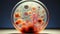 closeup shot of bacteria colony in petri dish at laboratory, biochemistry scientific medical research