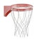 Closeup shot of a basketball net on the white background