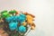 Closeup shot of beautiful colorful chrysanths flowers on a white background with copy space