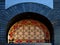 Closeup shot of a beautiful colorful stained glass window of  synagogue in Serbia