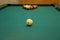 Closeup shot of billiard balls stacked in order