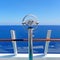 Closeup shot of a binocular of a cruise ship, scenic ocean view