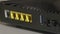 Closeup shot of a black internet router. Selective focus.