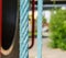 Closeup shot of a blue jute rope with a blurred background