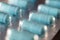 Closeup shot of blue pharmaceutical capsules