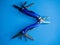 Closeup shot of a blue utility pocket plier on a blue surface