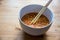 Closeup shot of a bowl of instant ramen noodle