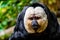 Closeup shot of a broad-nosed monkey in a zoo against a blurred background