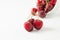 Closeup shot of a bunch of sweet cherries isolated on a white background
