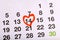 Closeup shot of the calendar marked Valentine\'s day.