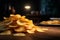 Closeup shot captures a tempting stack of potato chips on table