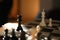 Closeup shot of chess figures on the desk with a blurred background - checkmate concept