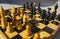 Closeup shot of a chess game in progress