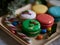 Closeup shot of Chirstmas themed macarons - Holidays concept