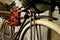 Closeup shot of a classic and rustic bicycle on a dirty white background