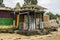 Closeup shot of a colorful abandoned building at daytime