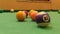 Closeup shot of colorful billiard balls on the table