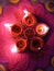 closeup shot of colorful handmade earthen lamps lit during the Deepawali festival