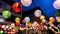 Closeup shot of colorful lanterns in a festival in Tainan City, Taiwan
