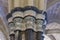 Closeup shot of the column capitals of an ancient monastery of Piedra in Nuevalos, Zaragoza, Spain