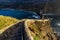 Closeup shot of a craggy stairway to San Juan de Gaztelugatxe in Bermeo Spain