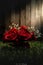 Closeup shot of a cute roses in a glass vase