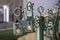 Closeup shot of a decorative metal lamp hanger with lanterns