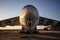 Closeup shot of a Derelict Cargo Plane in the desert of the UAE during the sunset