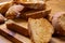 Closeup shot of dried crunchy sliced bread - perfect for background